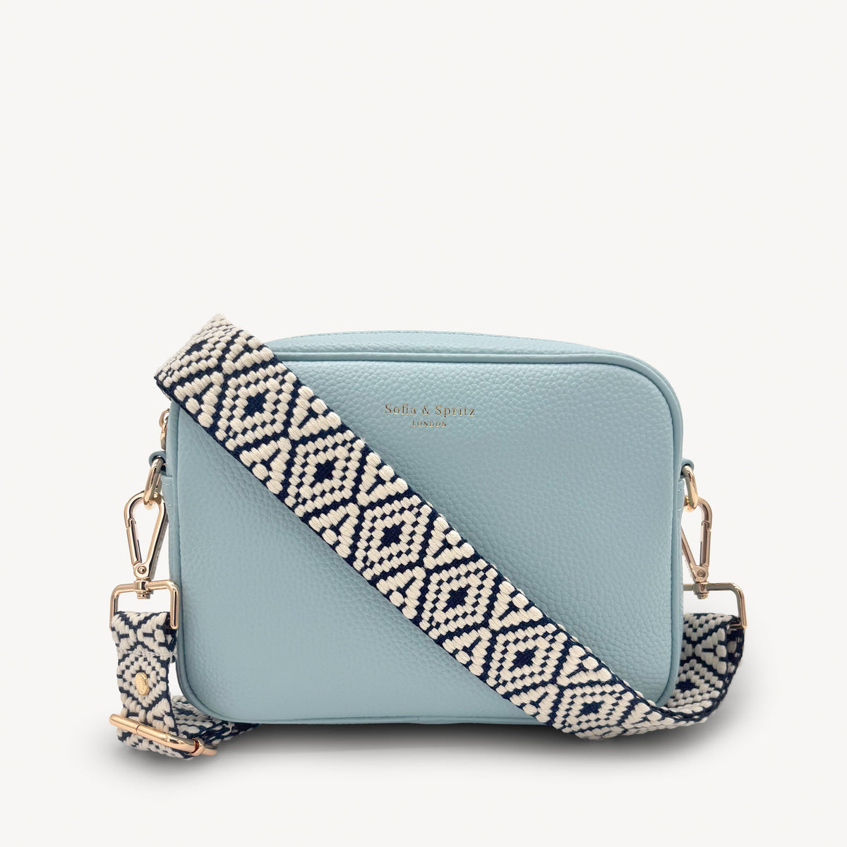 Navy & White Embroidered Strap