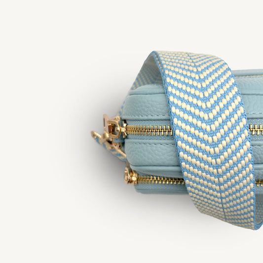 Sky Blue & White Chevron Strap