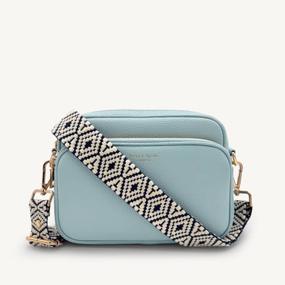 Navy & White Embroidered Strap