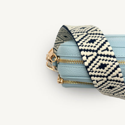 Navy & White Embroidered Strap