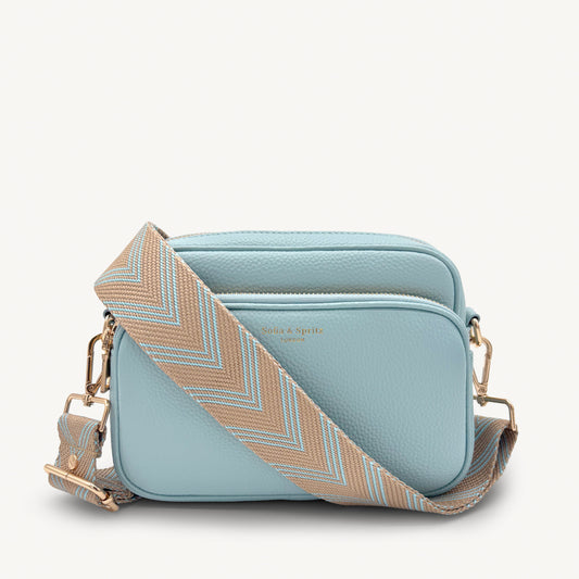 Pale Blue & Tan Arrow Strap