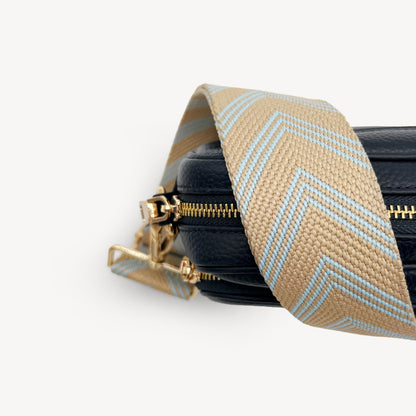 Pale Blue & Tan Arrow Strap