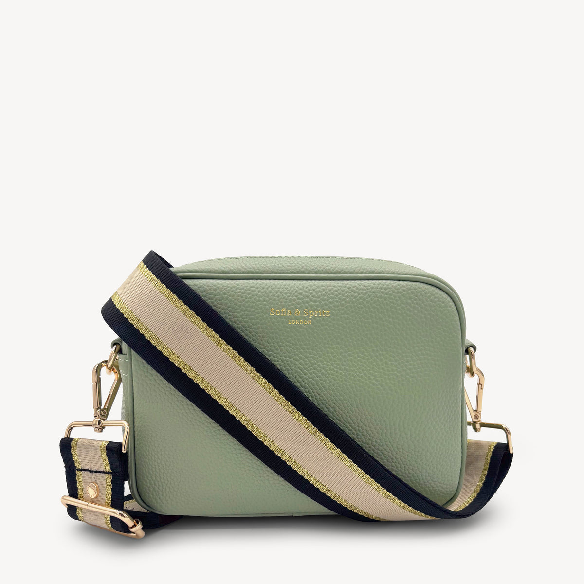 Black, Beige & Gold Stripe Strap