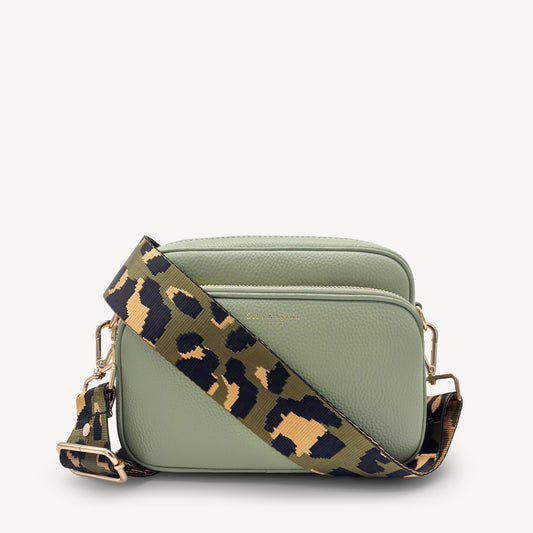 Olive Green & Gold Leopard Strap
