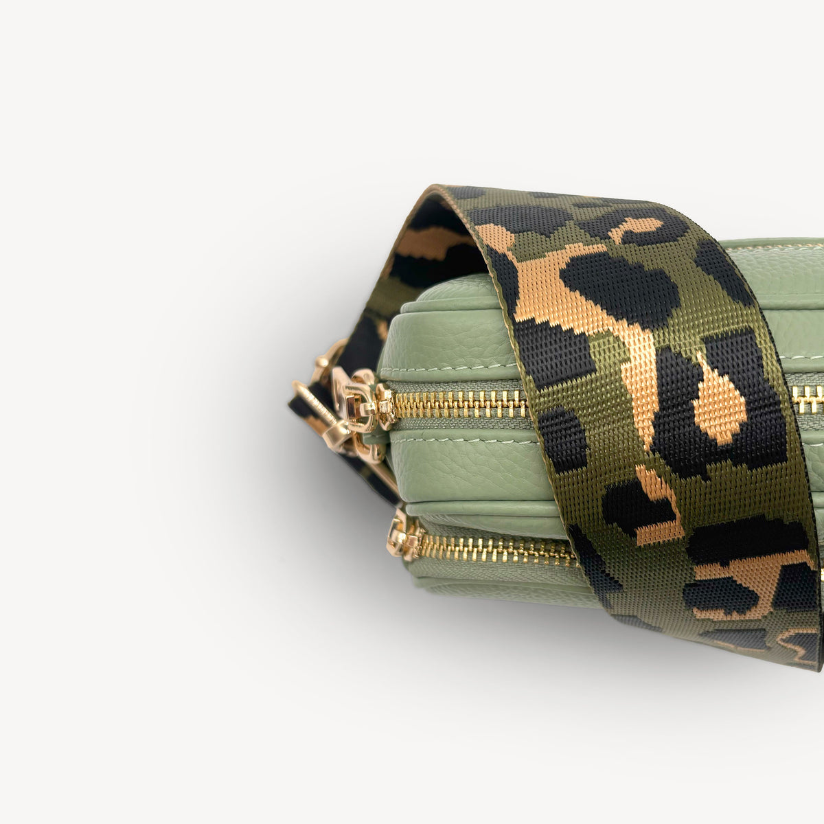Olive Green & Gold Leopard Strap
