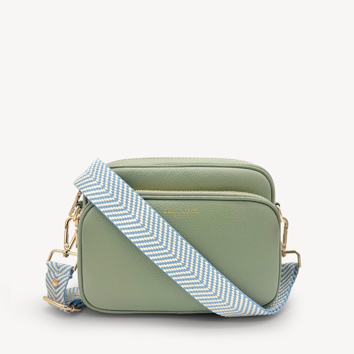 Sky Blue & White Chevron Strap