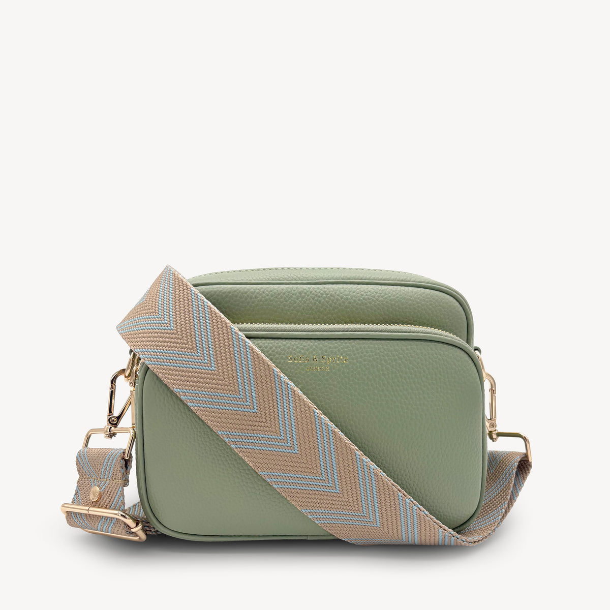 Pale Blue & Tan Arrow Strap