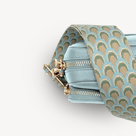 Sky Blue & Stone Peacock Strap