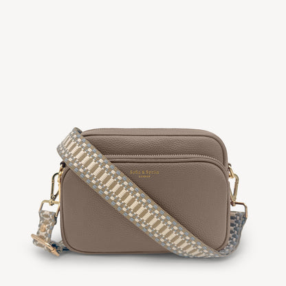 Taupe & White Stitch Strap