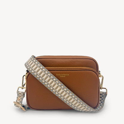 Taupe & White Stitch Strap