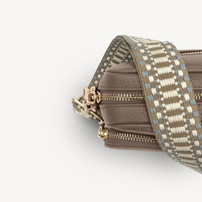 Taupe & White Stitch Strap