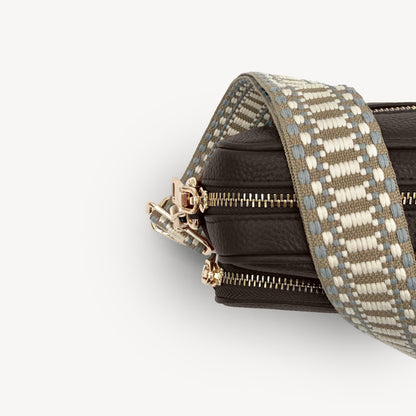 Taupe & White Stitch Strap