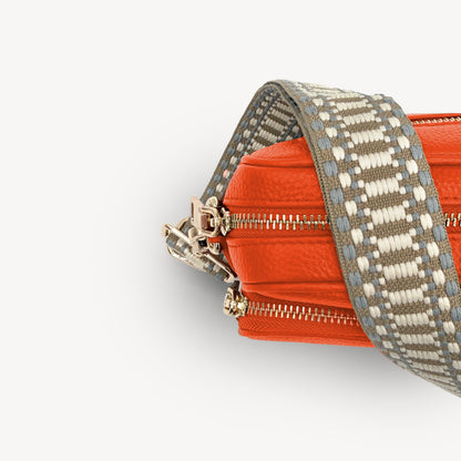 Taupe & White Stitch Strap