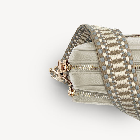 Taupe & White Stitch Strap
