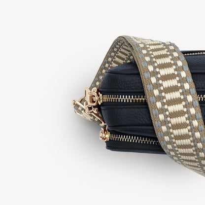 Taupe & White Stitch Strap