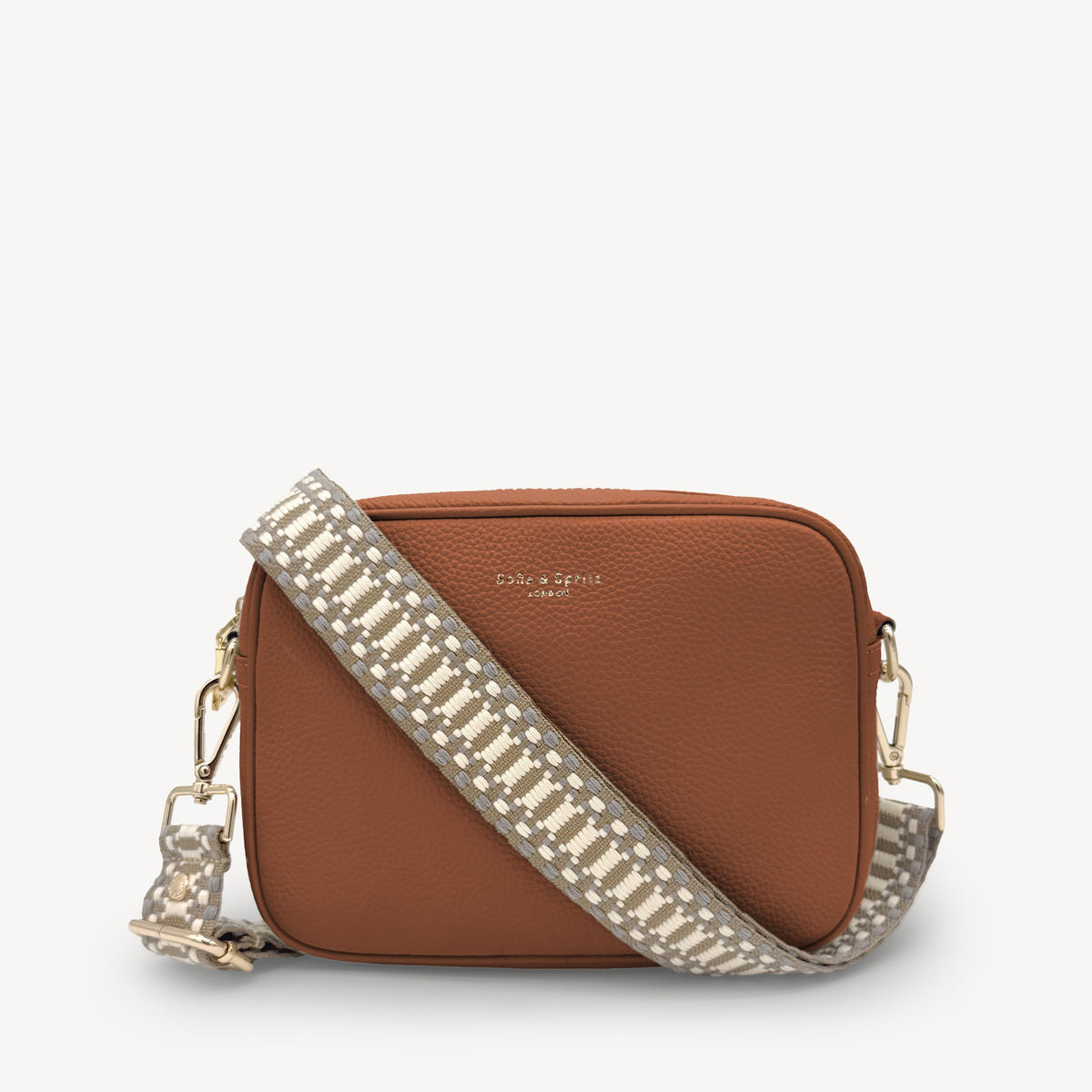 Taupe & White Stitch Strap