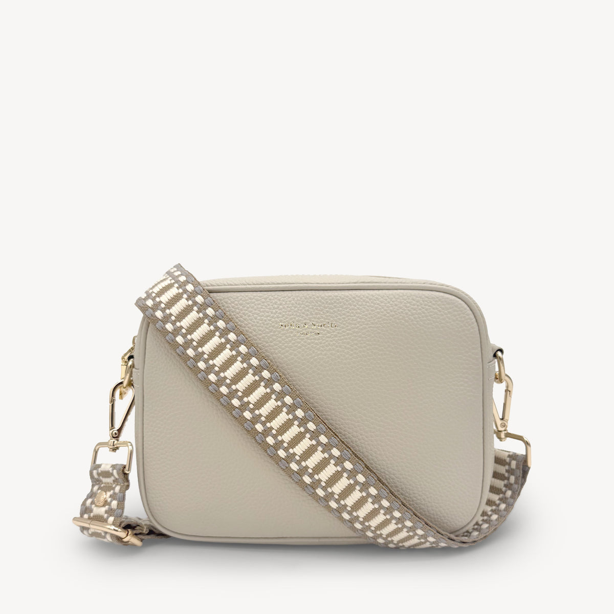 Taupe & White Stitch Strap