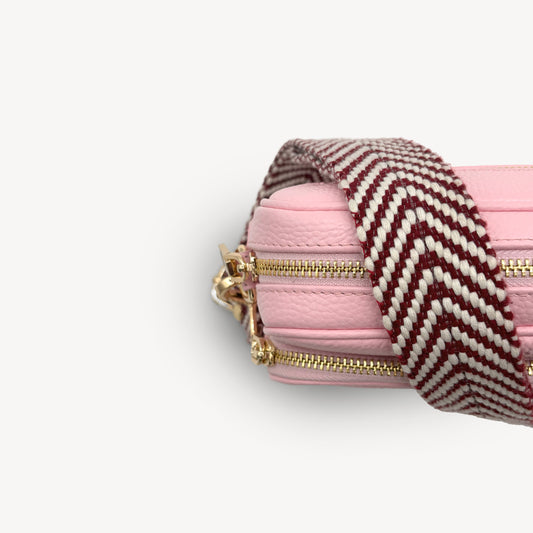 Burgundy & White Chevron Strap