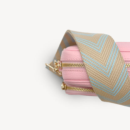 Pale Blue & Tan Arrow Strap