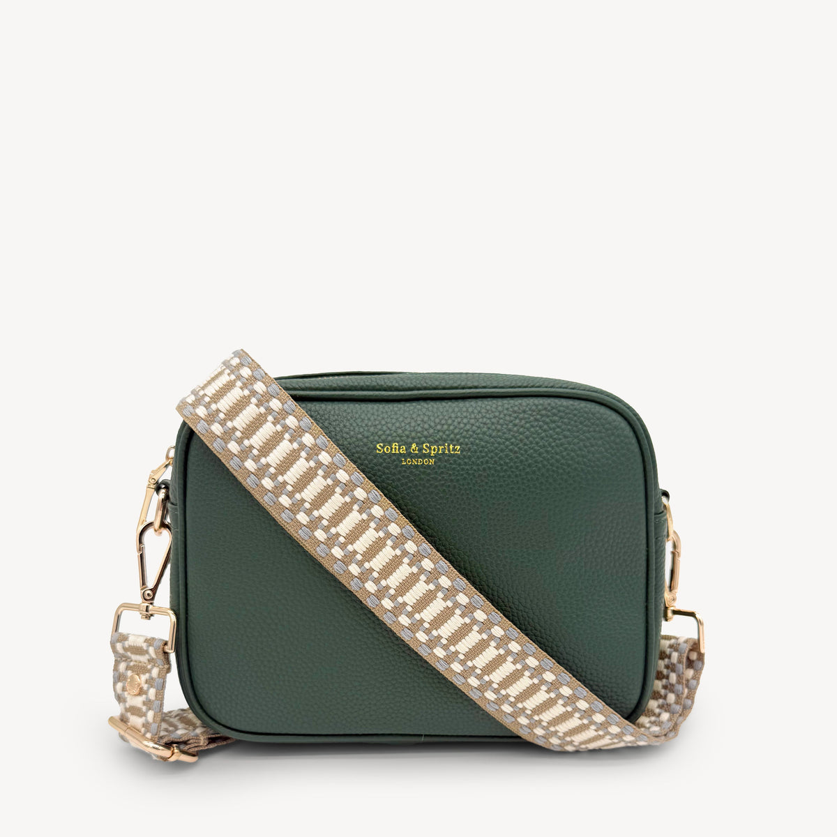 Taupe & White Stitch Strap