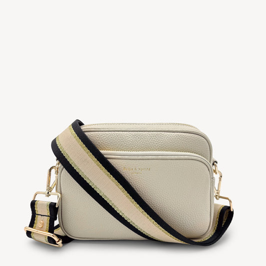 Black, Beige & Gold Stripe Strap