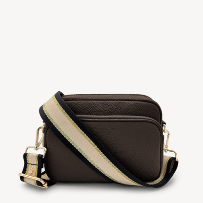 Black, Beige & Gold Stripe Strap