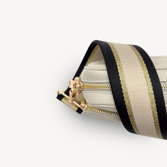 Black, Beige & Gold Stripe Strap
