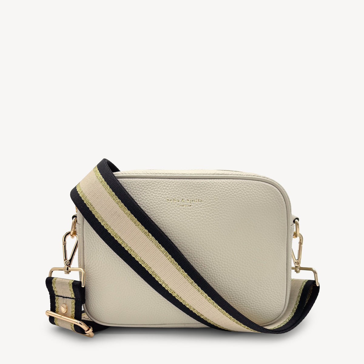 Black, Beige & Gold Stripe Strap