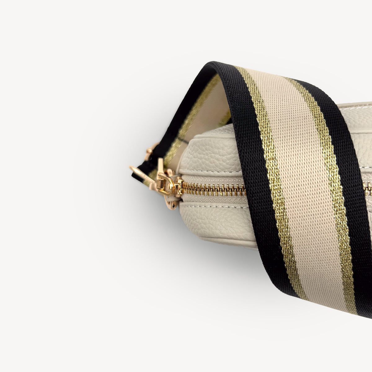 Black, Beige & Gold Stripe Strap