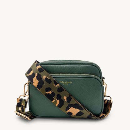 Olive Green & Gold Leopard Strap