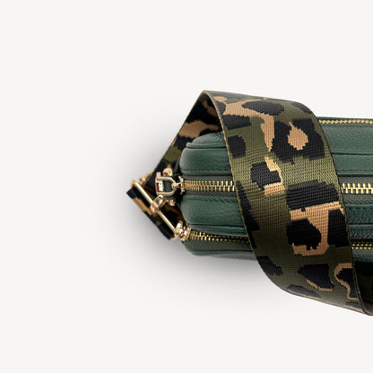 Olive Green & Gold Leopard Strap