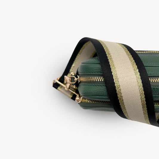 Black, Beige & Gold Stripe Strap