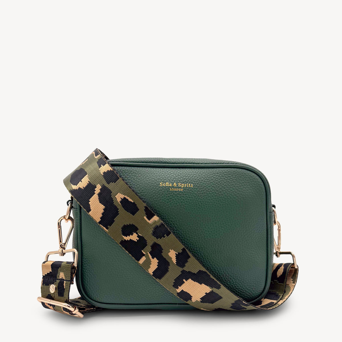 Olive Green & Gold Leopard Strap