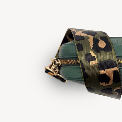 Olive Green & Gold Leopard Strap