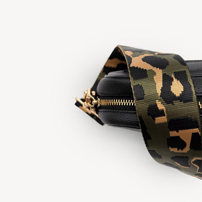 Olive Green & Gold Leopard Strap