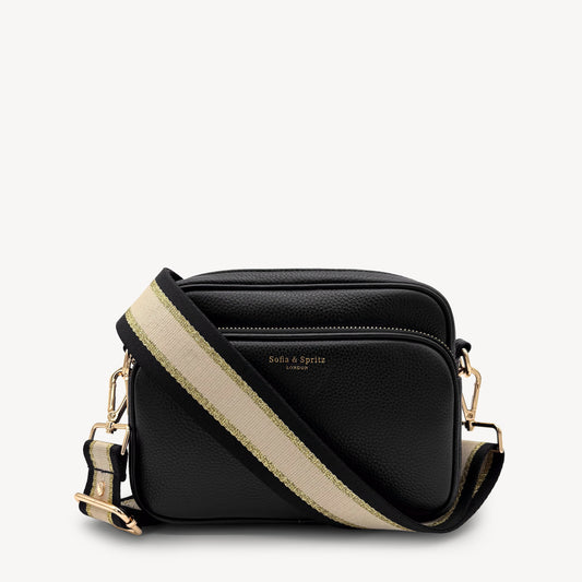 Black, Beige & Gold Stripe Strap