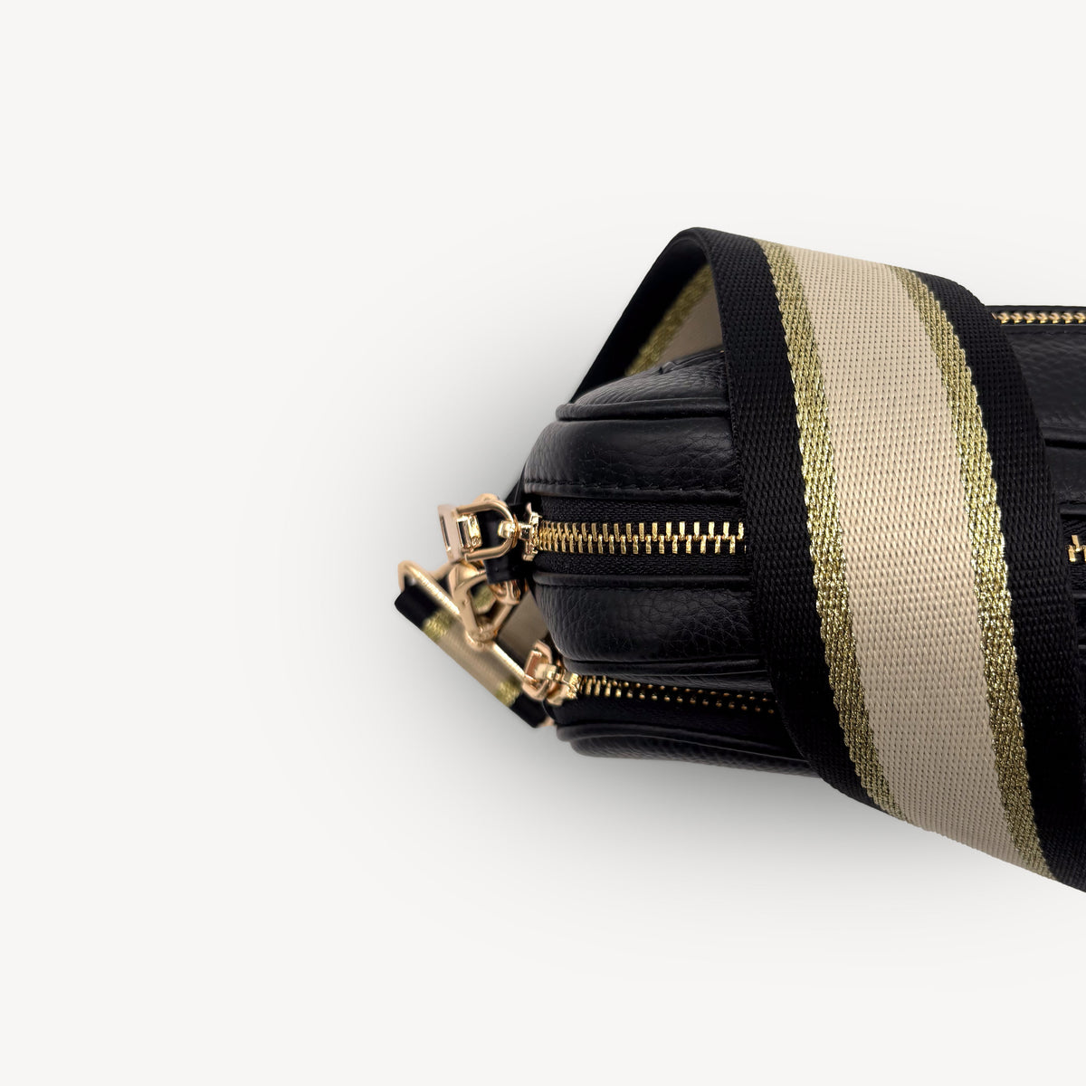 Black, Beige & Gold Stripe Strap