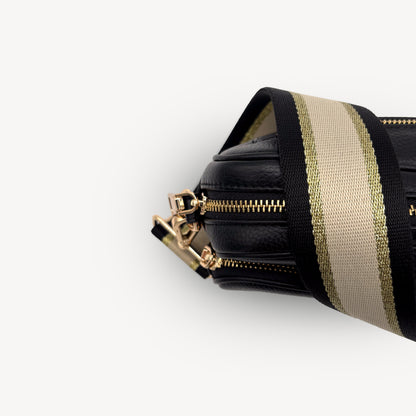 Black, Beige & Gold Stripe Strap