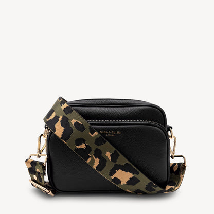 Olive Green & Gold Leopard Strap