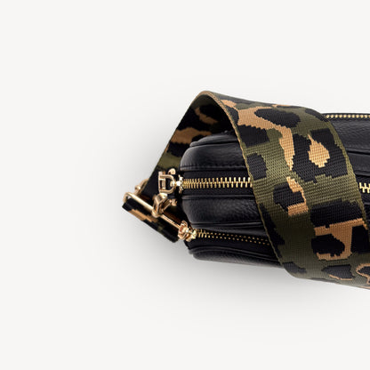 Olive Green & Gold Leopard Strap