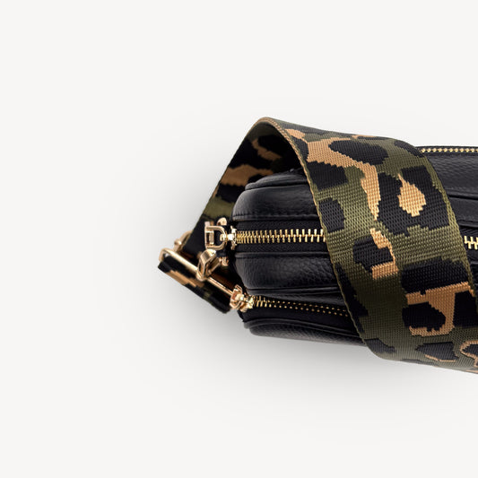 Olive Green & Gold Leopard Strap