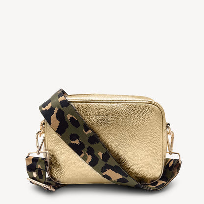 Olive Green & Gold Leopard Strap