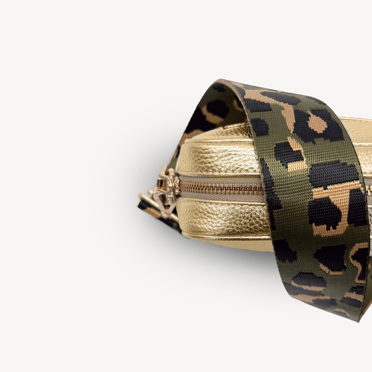 Olive Green & Gold Leopard Strap