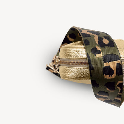 Olive Green & Gold Leopard Strap