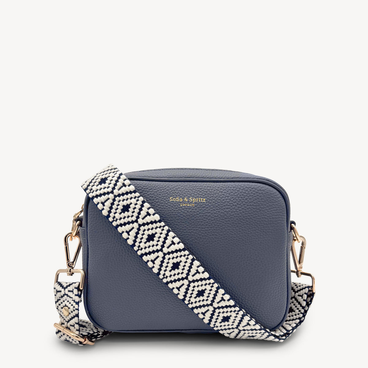 Navy & White Embroidered Strap