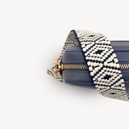 Navy & White Embroidered Strap