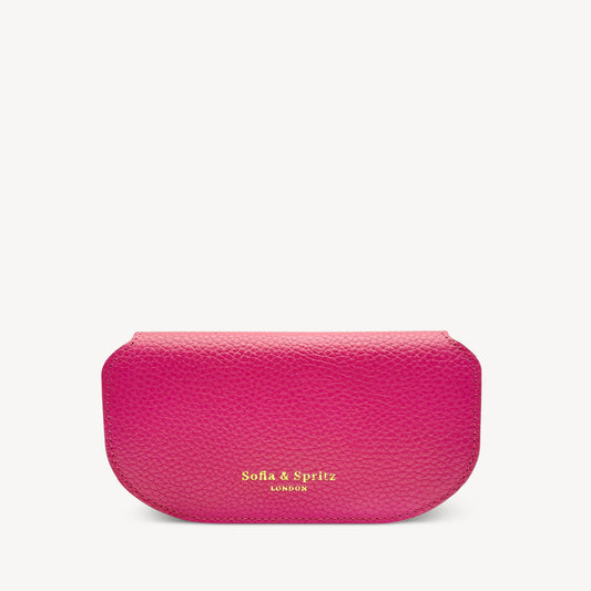 Slim Leather Glasses Case - Fuchsia Pink