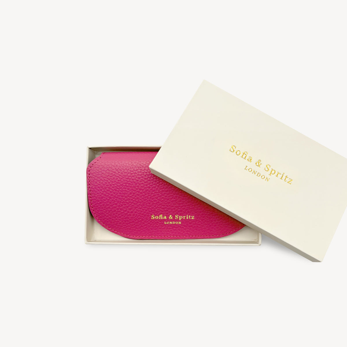Slim Leather Glasses Case - Fuchsia Pink