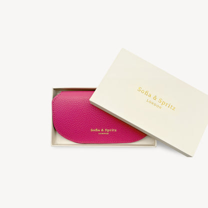 Slim Leather Glasses Case - Fuchsia Pink