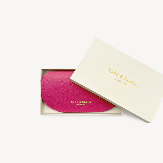 Slim Leather Glasses Case - Fuchsia Pink